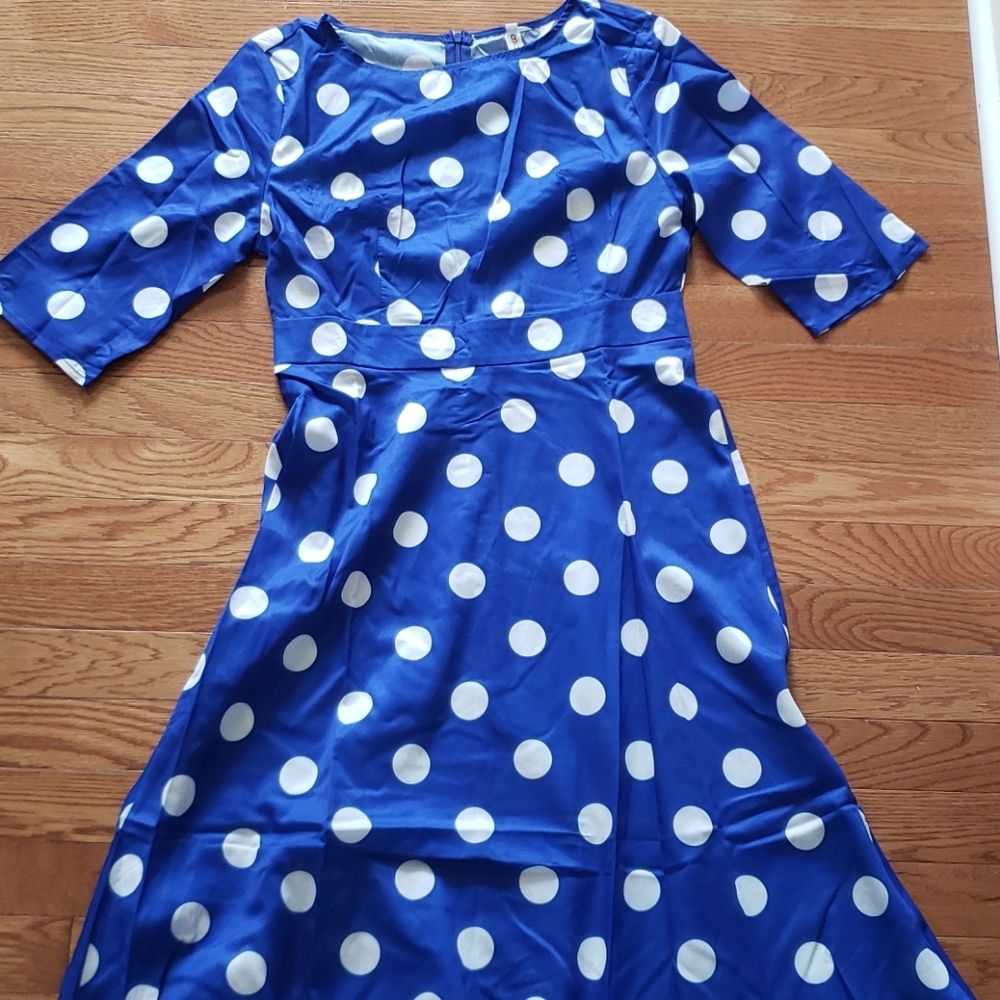 Blue Polka Dot Maxi Dress